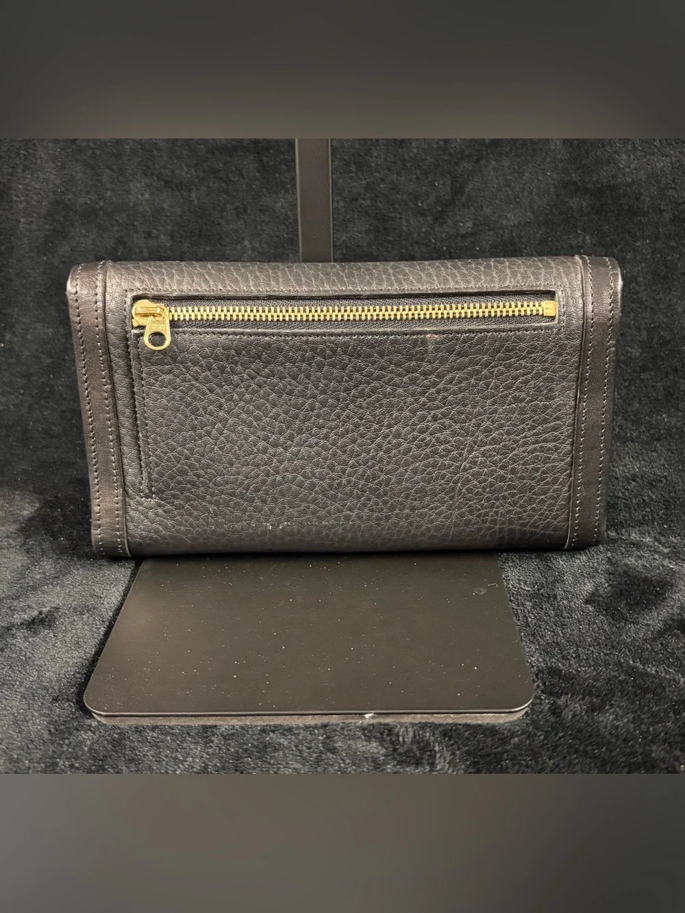 Vintage Dooney & Bourke Black All Weather Leather Wallet Gold Pen